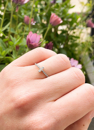 Bague 55 Bague Diamant Baguette Vintage 58 Facettes