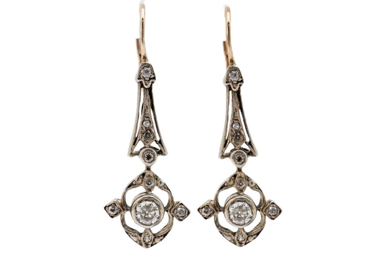 Комплект бижута стара обеци и висулка с диаманти, Австрия, около 1900 г. 