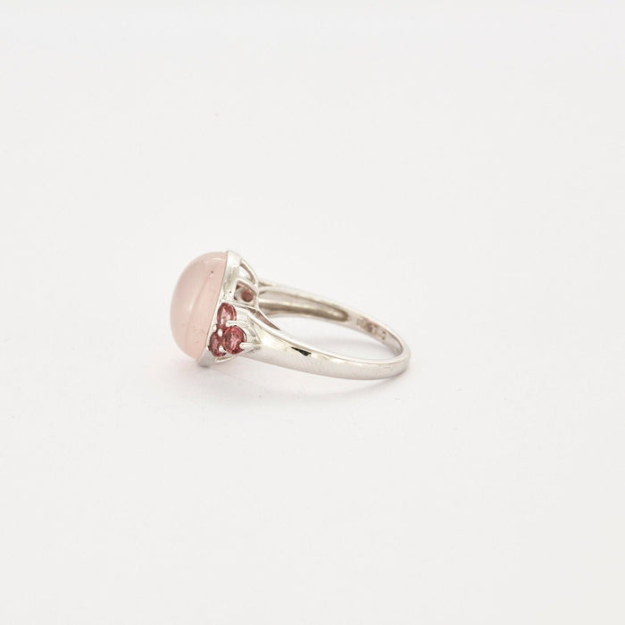 Bague 53 Bague or blanc quartz rose et tourmalines 58 Facettes