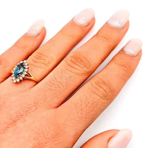 Bague Bague topaze et diamants en or jaune et blanc 18k 58 Facettes 21016509