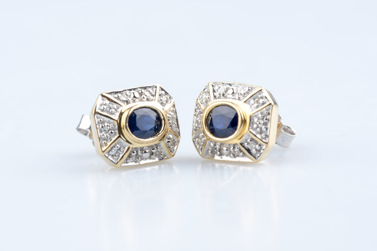 Boucles d'oreilles Boucles d’oreilles saphirs et diamants en or jaune 18k, 0,68 ct 58 Facettes BOSADOC583-107