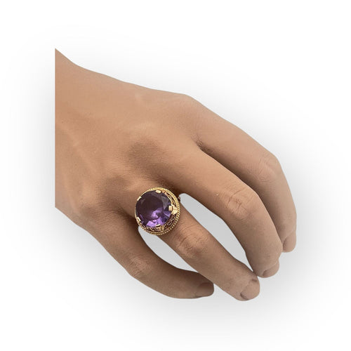 Bague 51 Bague or jaune vintage améthyste 58 Facettes 149062582