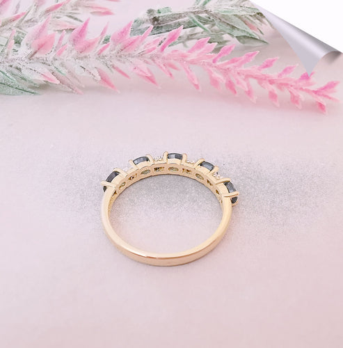 Bague 56.5 Bague Demi Alliance Saphirs Diamants Or 18 K 58 Facettes AA 1501