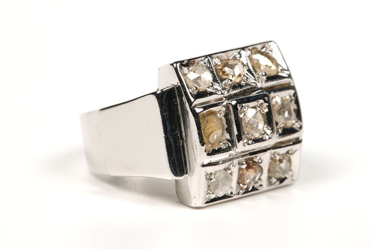 Bague 49 Bague "tank" Art Déco en or blanc sertie de diamants 58 Facettes B433