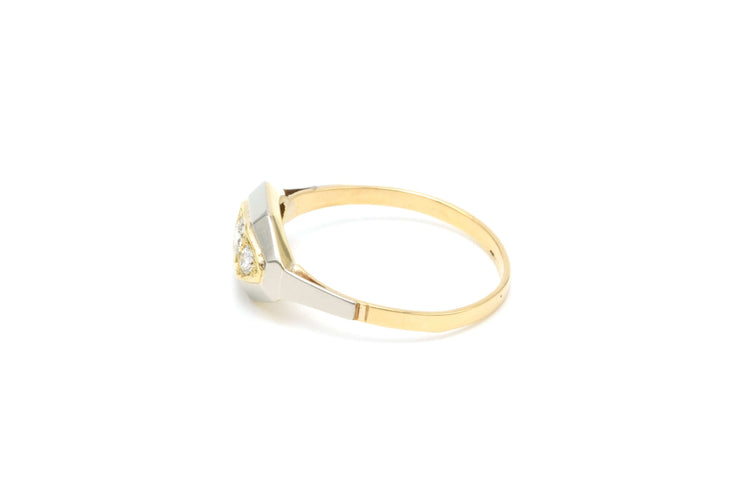 Bague 55 Bague art déco en or jaune et blanc sertie de diamants 58 Facettes B522