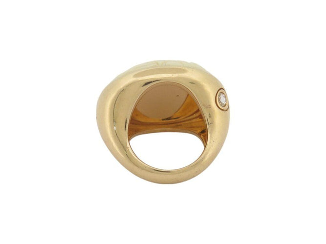 Bague 55 bague POMELLATO victoria engraved t55 en or jaune 18k agate & diamant 58 Facettes 268834