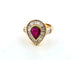 Bague 53 Bague en or jaune avec rubis et diamants 58 Facettes