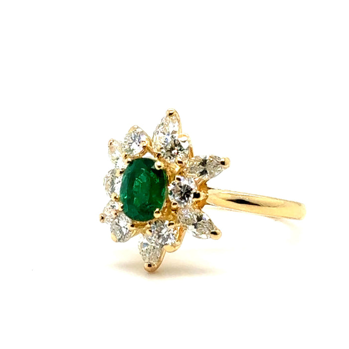 Bague Marguerite Or jaune - Emeraude et Diamants 58 Facettes 1.0000372/1