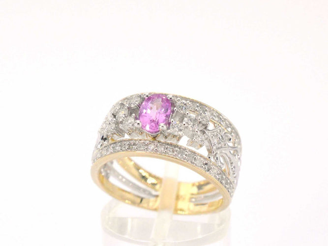 Bague 54 Bague exclusive en or sertie de diamants et d'une pierre précieuse 58 Facettes 2241