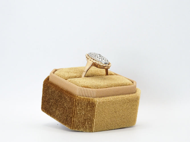 Bague 55 Bague ancienne diamant argent et or jaune 58 Facettes 4714