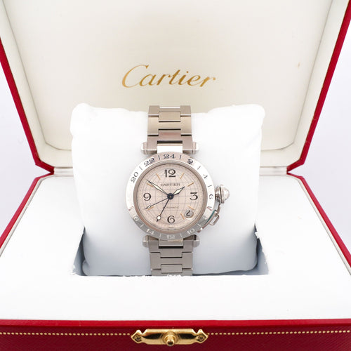 Bracelet Cartier Pasha GMT - Ivory arab dial 58 Facettes