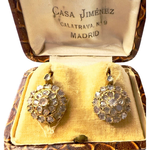 Pendientes designation principal siglo XX de oro amarillo con diamondes