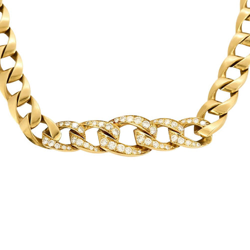 Collier CARTIER x GEORGES LENFANT - BERGAME - Rare et élégant collier chaîne en or jaune et diamants 58 Facettes 58FC14-1