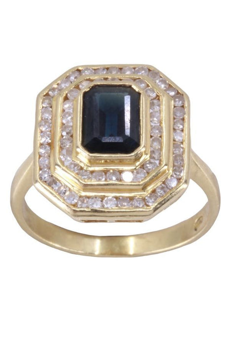 Moderne saffier- en diamanten ring