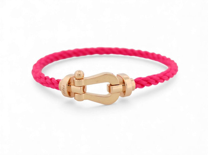 Bracelet bracelet FRED force 10 gm 0b0007 manille en or rose 18k cordon rose 58 Facettes 271114