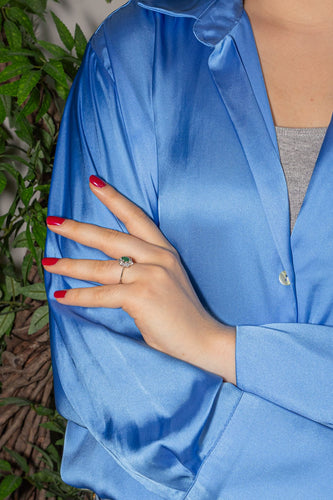 Bague 52.5 Bague Pompadour  Or blanc Emeraude, Diamant 58 Facettes 4289521RV