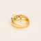 Yellow gold ring, emeralds, sapphire and pearl 