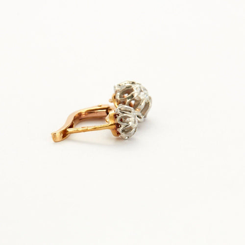 Boucles d'oreilles Dormeuses diamants or gris et jaune 58 Facettes