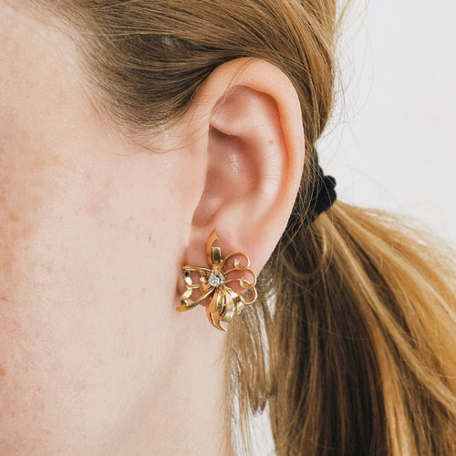 Boucles d'oreilles Boucles d'oreilles clips vintage diamants or jaune et platine 58 Facettes