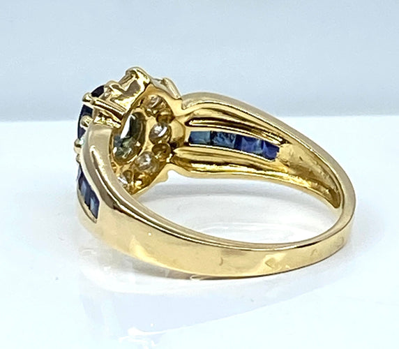 Bague 52 Bague jonc marguerite en or jaune 18 carats en saphirs et diamants 58 Facettes AB573