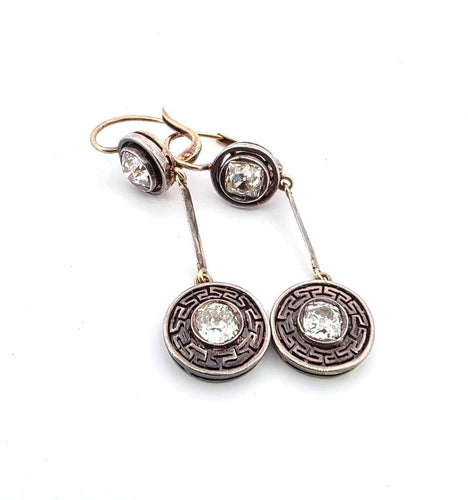 Boucles d'oreilles Boucles d'oreilles anciennes bas de gamme en or et diamants 58 Facettes