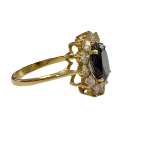 Bague 54.5 Bague rosace de style classique en or 18 carats avec diamants et saphir 58 Facettes Q241B(959)