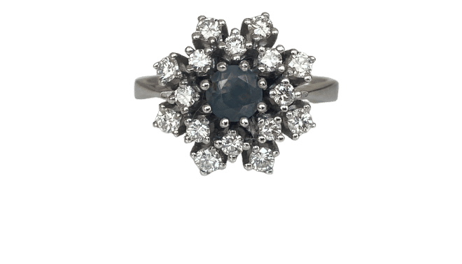 Bague 52.5 Bague en or blanc avec alexandrite naturelle certifiée ALGT de 0,60 ct et diamants 58 Facettes