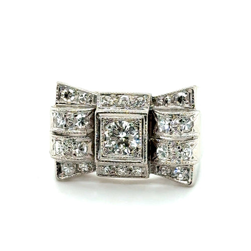 Bague 54 Bague Tank Platine et Diamants 58 Facettes 1.0000394/1