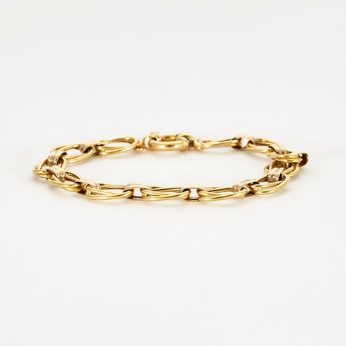 Bracelet Gourmette or jaune et blanc 58 Facettes LP575/1