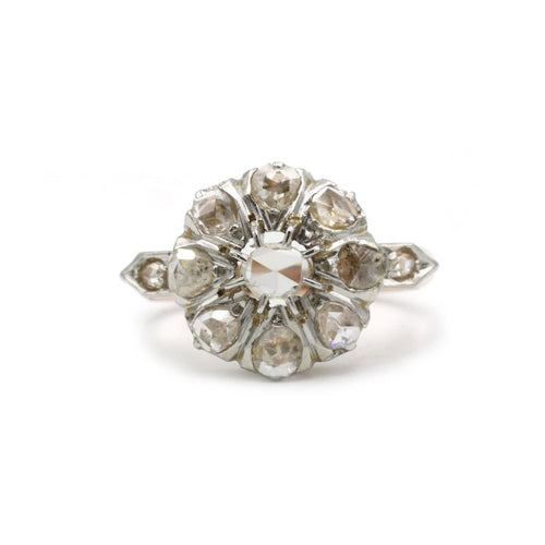 Anello - Oro giallo e diamanti taglio rosa