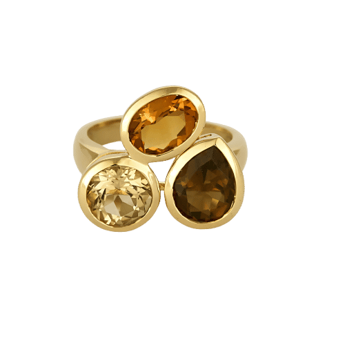 Bague 56 Bague trilogie en or jaune et béryl de couleurs 58 Facettes HOU5642