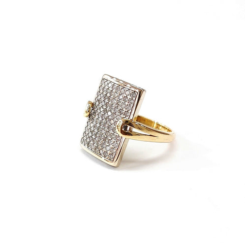 Bague 52 Bague rectangle bicolore or et diamant 58 Facettes BAG.RECT.DT-1376