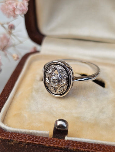 Bague 50 Bague Art Déco or Blanc Diamants 58 Facettes 304