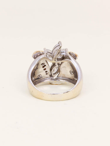 Bague 53.5 Bague fleur vintage or blanc diamants 58 Facettes 1211.9