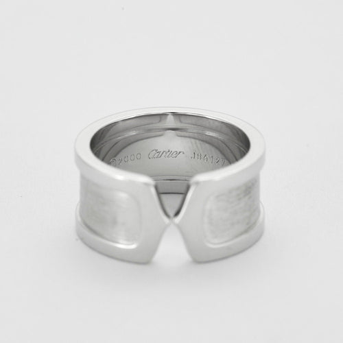 Bague 52 CARTIER - Bague double C or blanc 58 Facettes