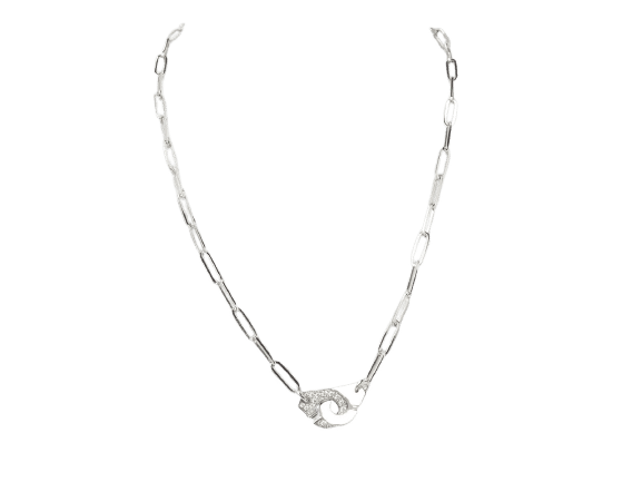 Collier Collier Dinh Van Menottes R12 Or Blanc et Diamants 58 Facettes 33175