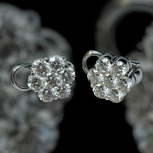 White gold and diamond daisy ear clips
