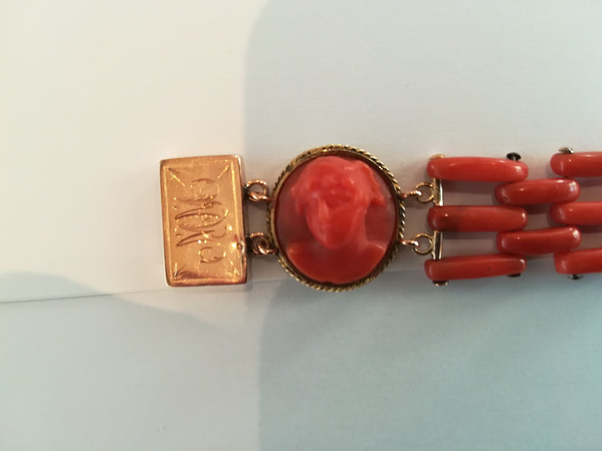 Bracelet Bracelet 2 camées or jaune et corail 19 ème siècle 58 Facettes