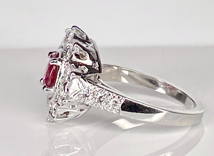 Bague Bague marguerite or blanc rubis et diamants 58 Facettes AB413