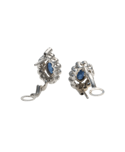 Earrings 18K White Gold Sapphire Diamonds 58 Facettes BO220506/PAIR OF DAISIES/PHOTO