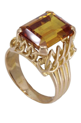 Bague 53 BAGUE ANCIENNE SAPHIR JAUNE 58 Facettes 083821