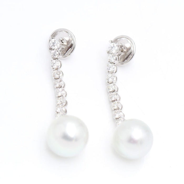 Boucles d'oreilles boucles d'oreilles en or avec perles et diamants 58 Facettes D363206