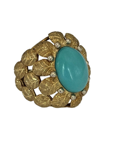 Bague 53 Bague Or Jaune et Turquoise 58 Facettes LOT 6594
