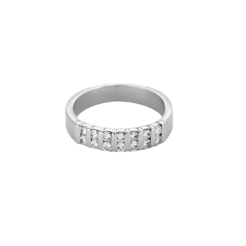 Bague 54 Bague jonc en or blanc et diamants 58 Facettes GU291