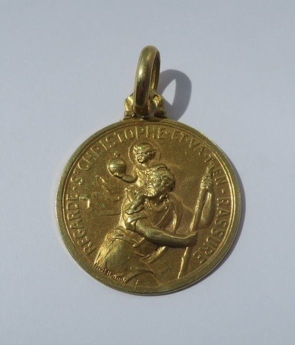Pendentif Paul BRANDT rare médaille Saint Christophe 1930 58 Facettes