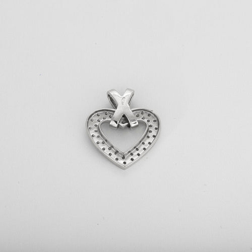 Pendentif Pendentif or blanc coeur diamants 58 Facettes 340835