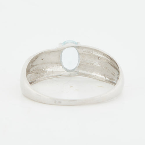 Bague 62 BAGUE OR BLANC AIGUE-MARINE 58 Facettes RÉF 1006/16