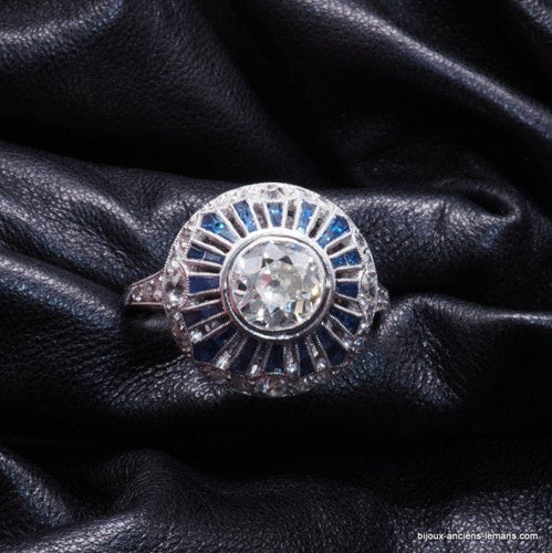 Bague 50 bague art déco diamants saphirs 58 Facettes 4263