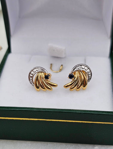 Boucles d'oreilles Boucles d'oreilles or jaune et or blanc Saphirs 58 Facettes 635