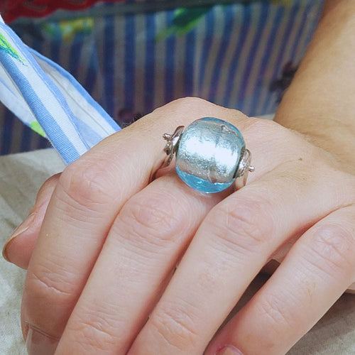 Bague 54 Bague en or blanc et Murano 58 Facettes S183